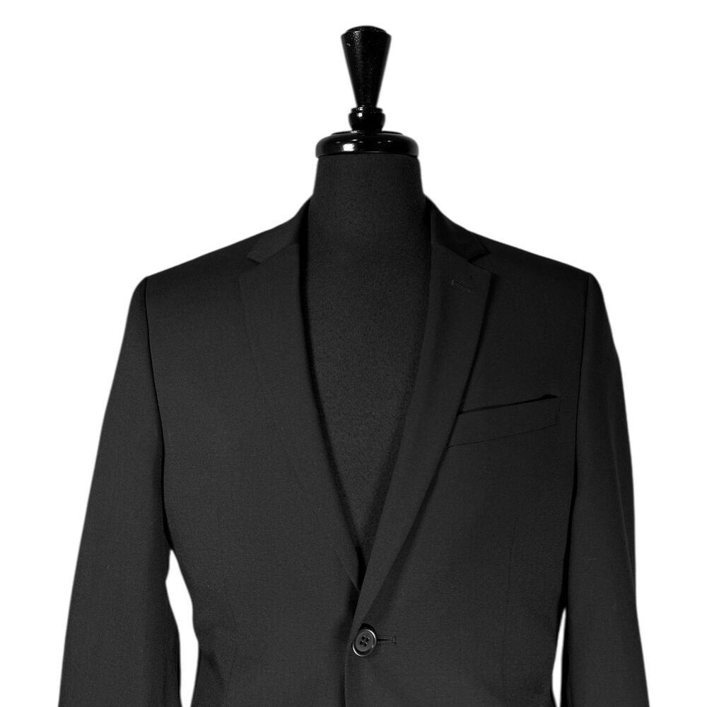 H&M Mens 38R Black Marzotto Wool 2 Button Blazer Sport Coat Jacket - Picture 6 of 12